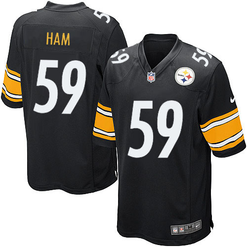 Men's Game Jack Ham Nike Jersey Black Home - #59 NFL Pittsburgh Steelers